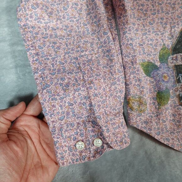 Vintage Levis Floral Button Shirt Womens 12 Betty Boop Art Pink 80s 90s - Picture 4 of 12